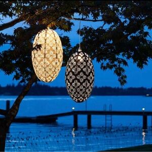 Soji Stella Nova Geo Palm Pod 22" Indoor Outdoor Pendant Lamp 120V Midnight Blue